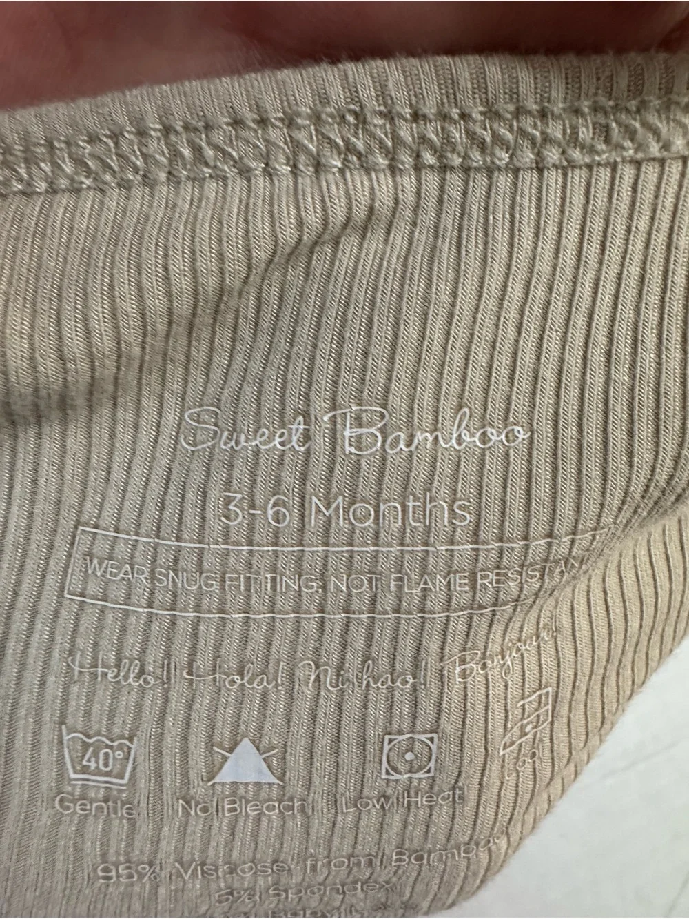 Sweet Bamboo Ruffle Footie Sleeper 3-6 Months Oatmeal Sustainable